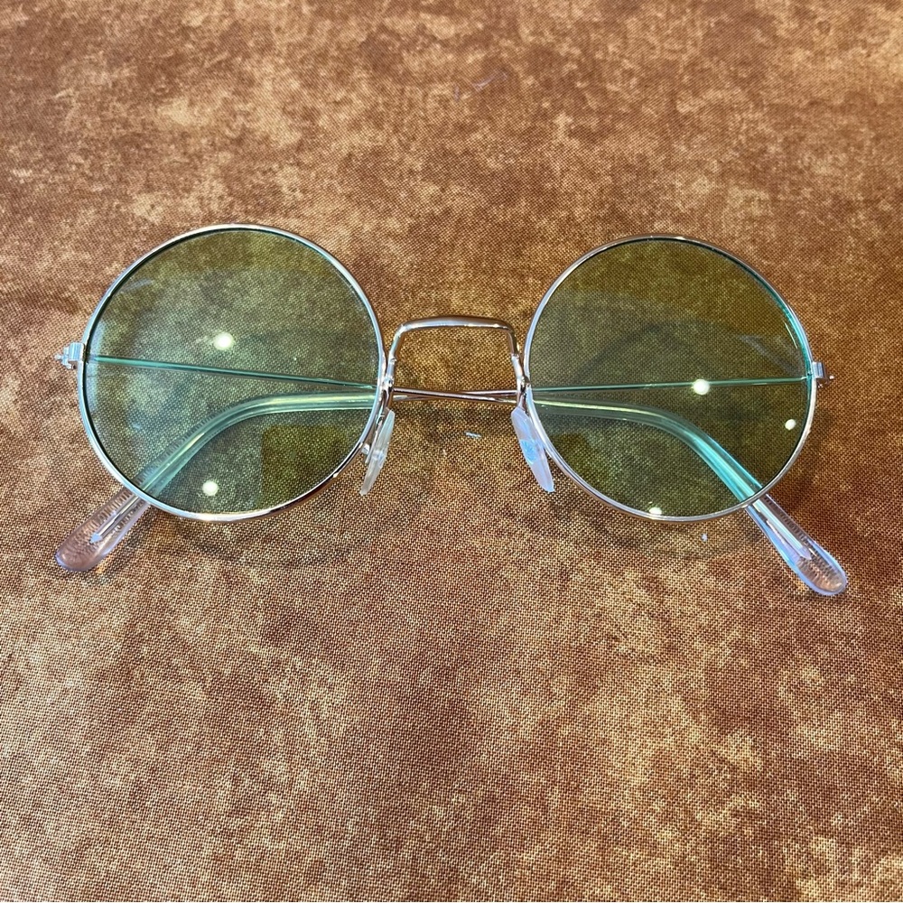 Round gold wire frame BBC Sunglasses green circular Lennon retro mens women’s
